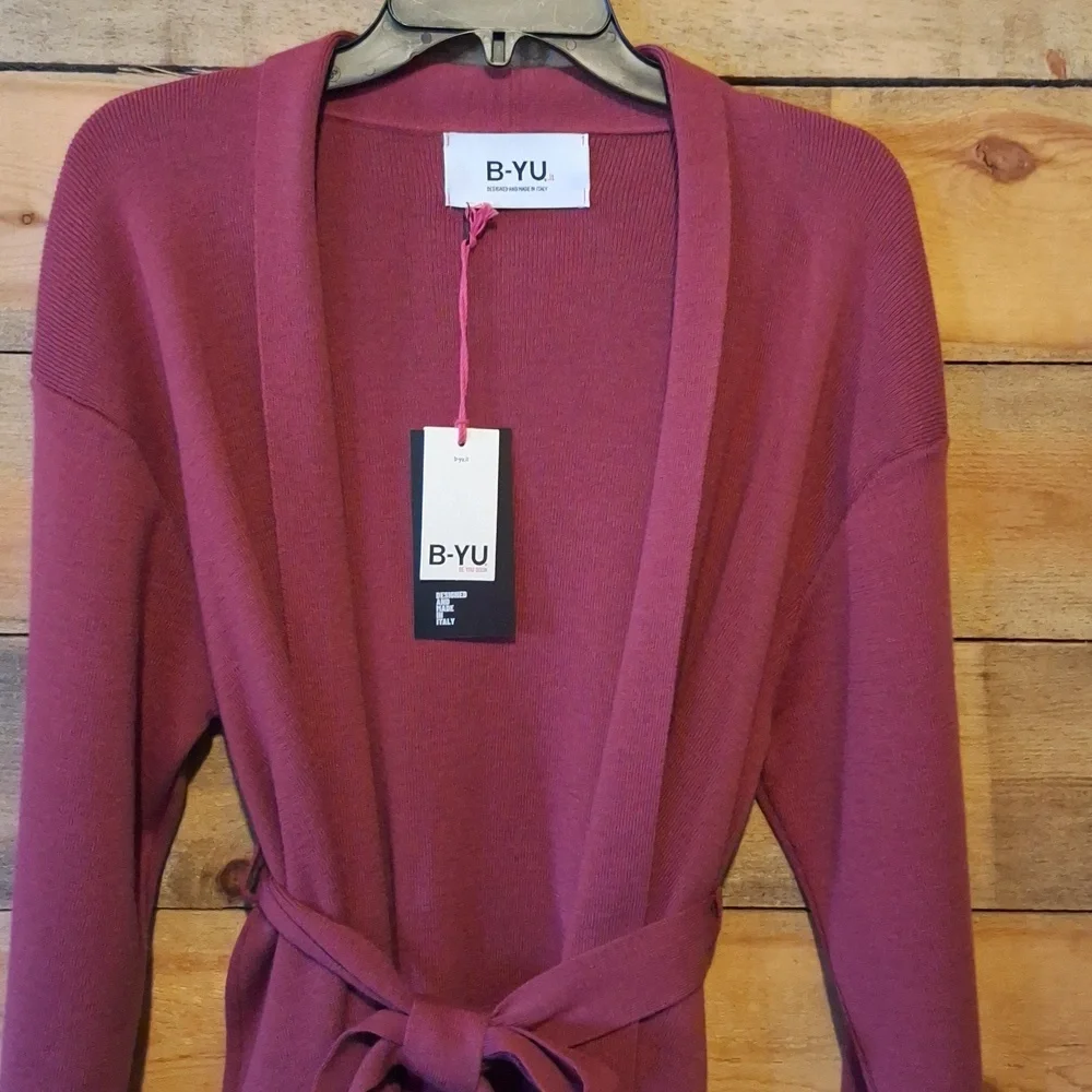 NWT B-yu Italy Belted Sweater - Picture 2 of 4
